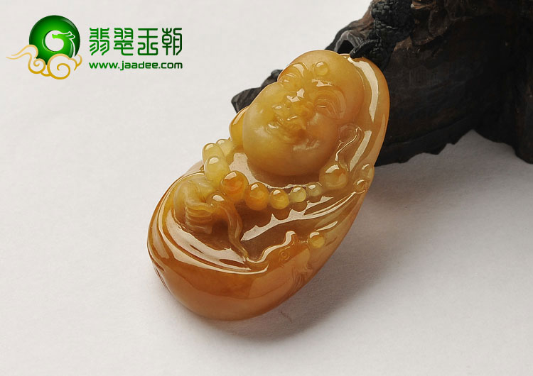 (超值推荐)糯冰种褐黄翡缅甸翡翠A货玉佛挂件
