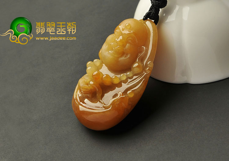 (超值推荐)糯冰种褐黄翡缅甸翡翠A货玉佛挂件