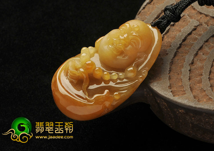 (超值推荐)糯冰种褐黄翡缅甸翡翠A货玉佛挂件