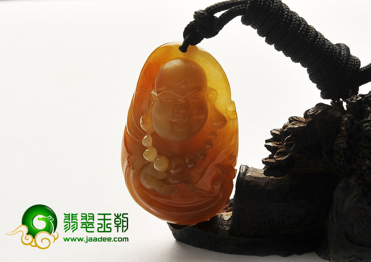 (超值推荐)糯冰种褐黄翡缅甸翡翠A货玉佛挂件