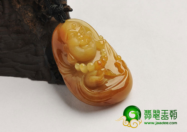 (超值推荐)糯冰种褐黄翡缅甸翡翠A货玉佛挂件