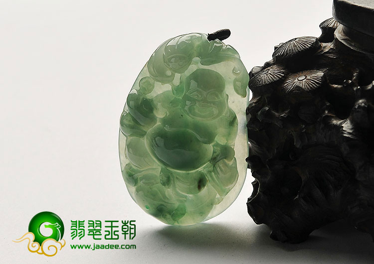 冰种晴水缅甸翡翠A货布袋佛挂件