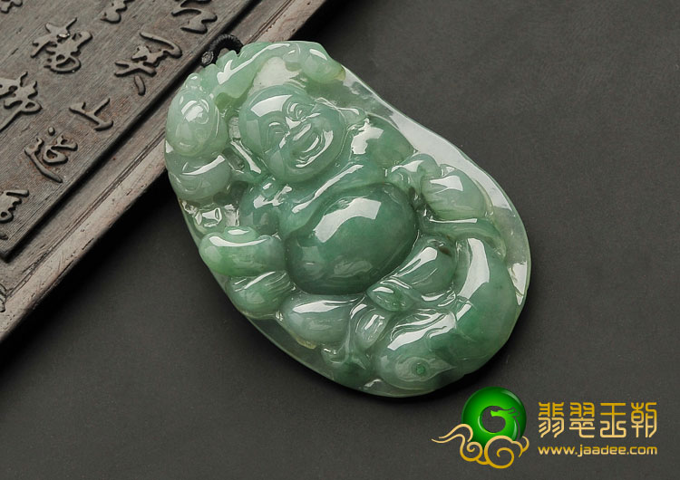 冰种晴水缅甸翡翠A货布袋佛挂件