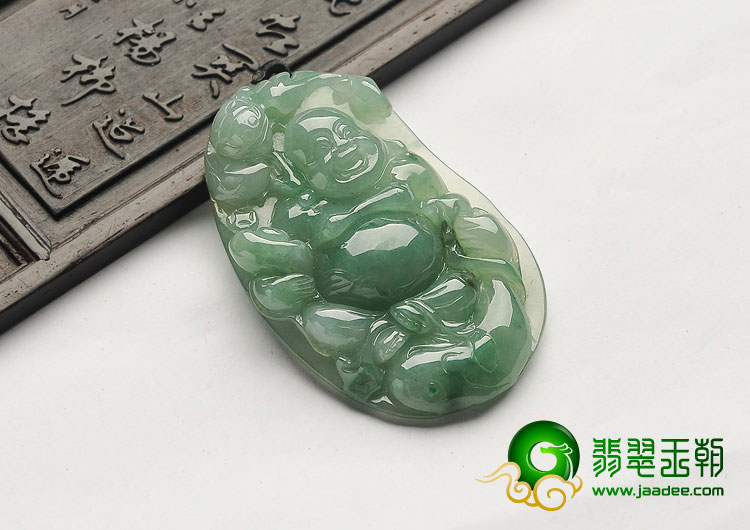 冰种晴水缅甸翡翠A货布袋佛挂件