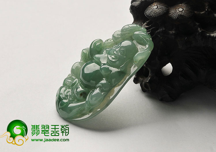 冰种晴水缅甸翡翠A货布袋佛挂件