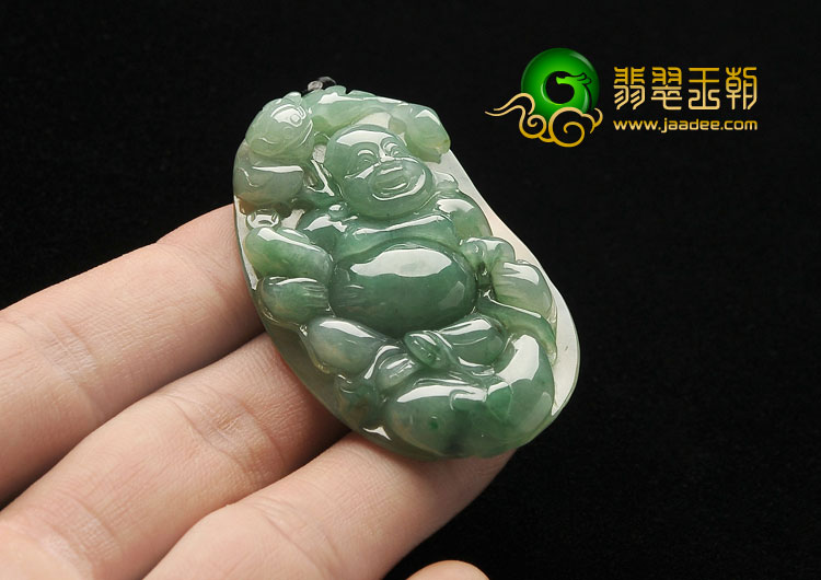 冰种晴水缅甸翡翠A货布袋佛挂件