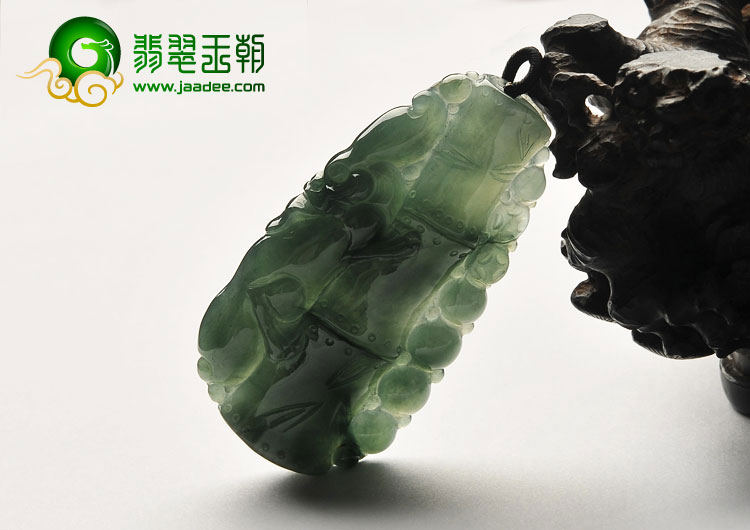 冰种油青缅甸翡翠A货节节高挂件
