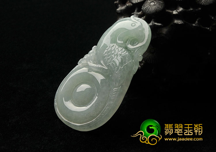 糯冰种晴水缅甸翡翠A货龙凤挂件（一对）