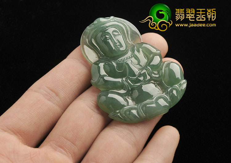 冰种晴水缅甸翡翠A货观音挂件