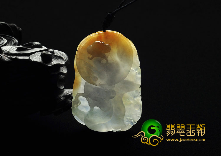 冰种褐黄翡略带紫罗兰缅甸翡翠A货龙如意挂件