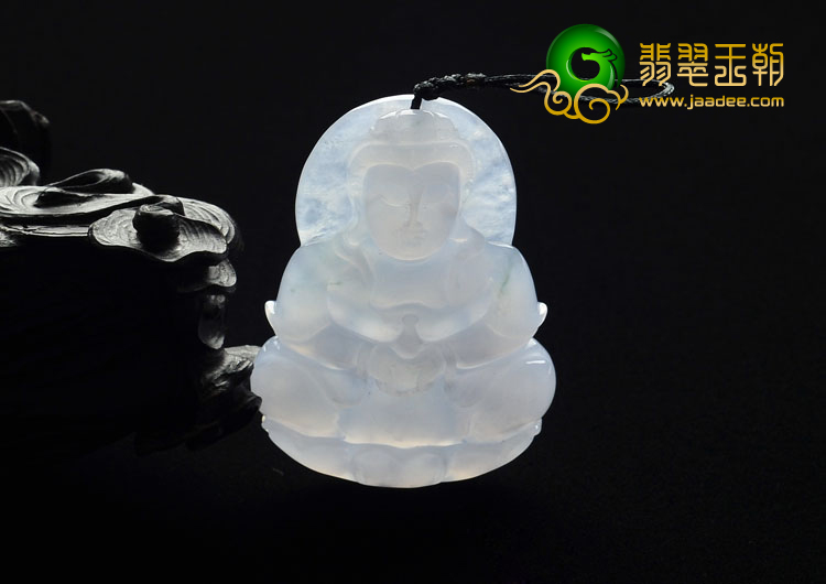 冰种紫罗兰缅甸翡翠A货观音挂件