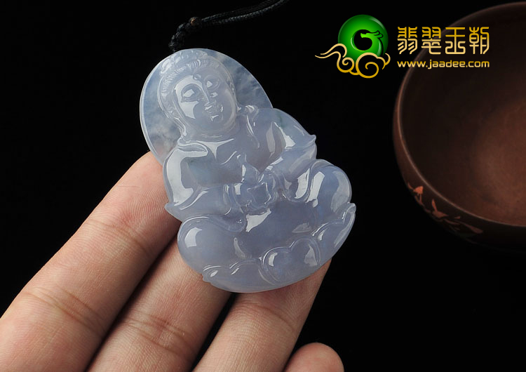 冰种紫罗兰缅甸翡翠A货观音挂件