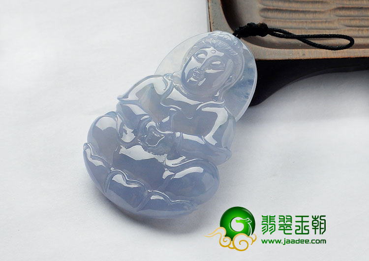 冰种紫罗兰缅甸翡翠A货观音挂件