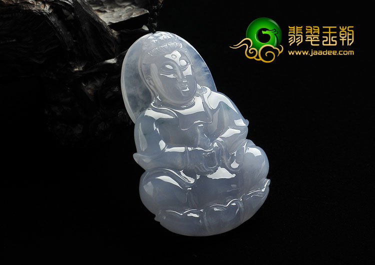 冰种紫罗兰缅甸翡翠A货观音挂件