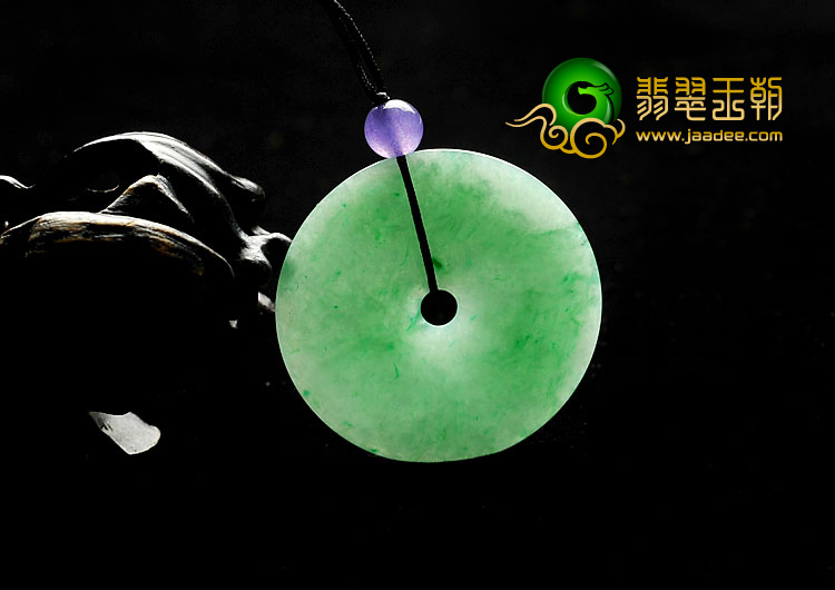 糯冰种翠色缅甸翡翠A货平安扣挂件