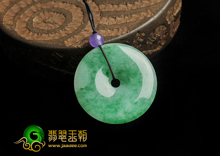 糯冰种翠色缅甸翡翠A货平安扣挂件