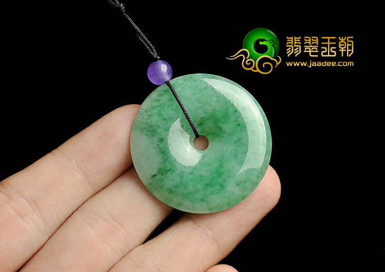 糯冰种翠色缅甸翡翠A货平安扣挂件