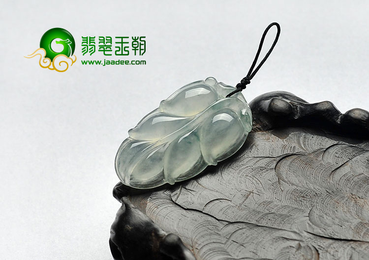 冰种飘花缅甸翡翠A货叶子挂件
