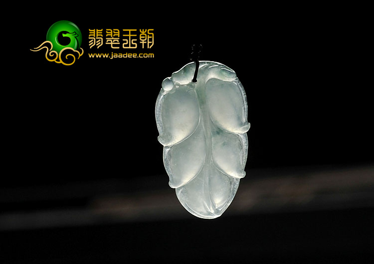 冰种飘花缅甸翡翠A货叶子挂件
