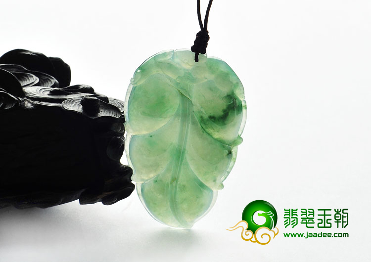 冰种飘花缅甸翡翠A货叶子挂件