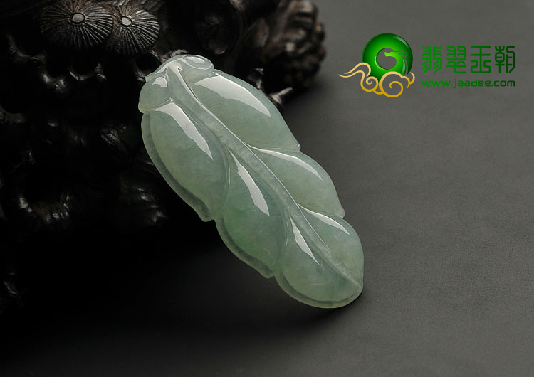 糯冰种晴水缅甸翡翠A货叶子挂件