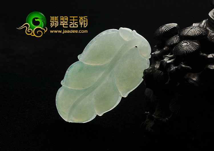 糯冰种晴水缅甸翡翠A货叶子挂件