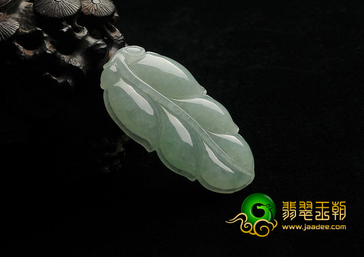 糯冰种晴水缅甸翡翠A货叶子挂件