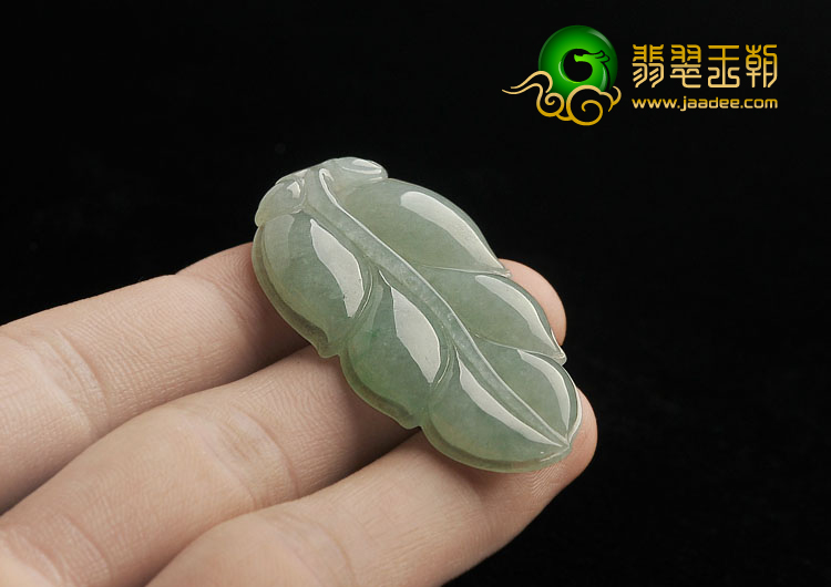 糯冰种晴水缅甸翡翠A货叶子挂件