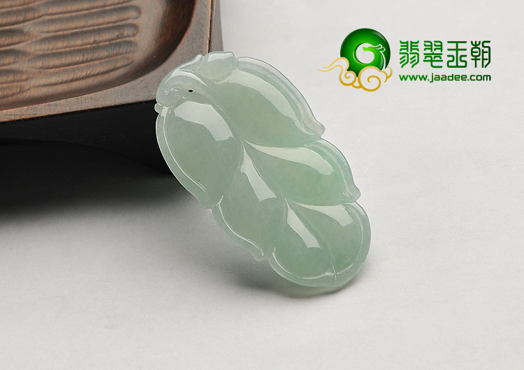 糯冰种晴水缅甸翡翠A货叶子挂件