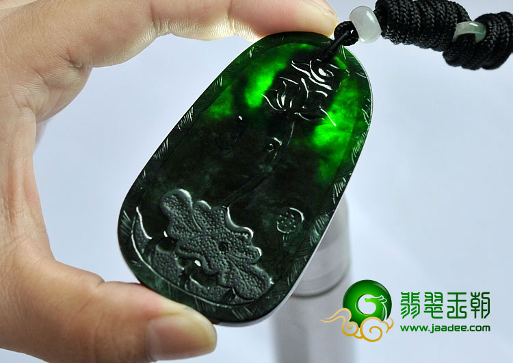 （超值推荐）冰种墨翠缅甸翡翠A货观音挂件