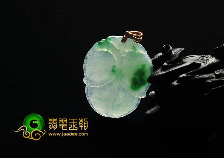 冰种飘翠缅甸翡翠A货叶子挂件