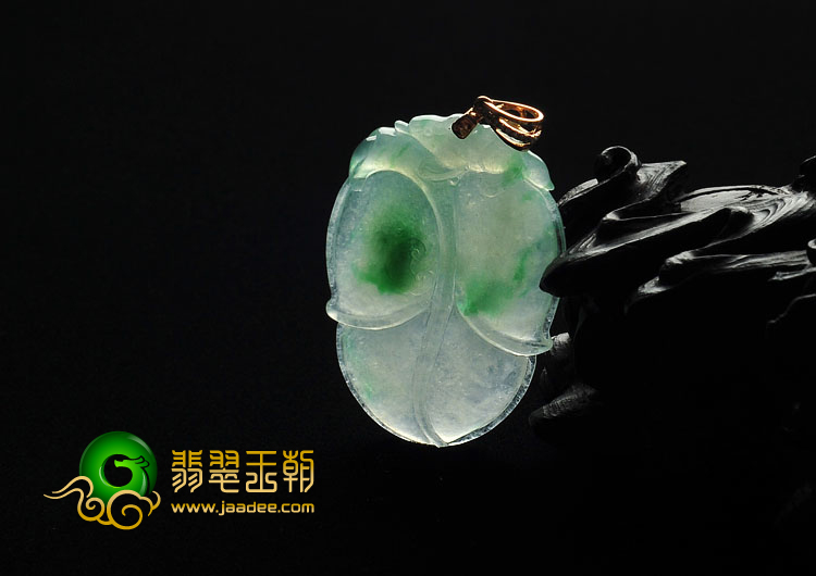 冰种飘翠缅甸翡翠A货叶子挂件