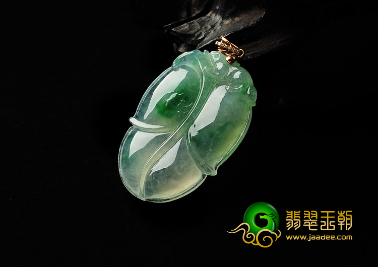冰种飘翠缅甸翡翠A货叶子挂件