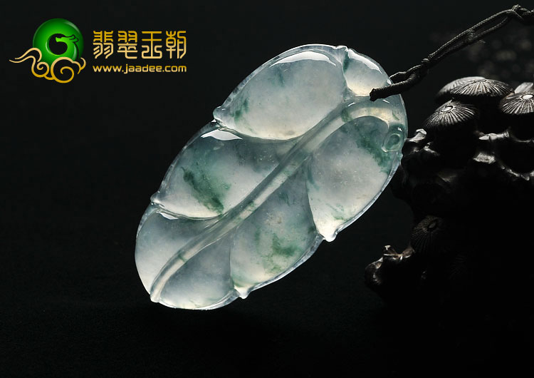 冰玻种飘花缅甸翡翠A货叶子挂件