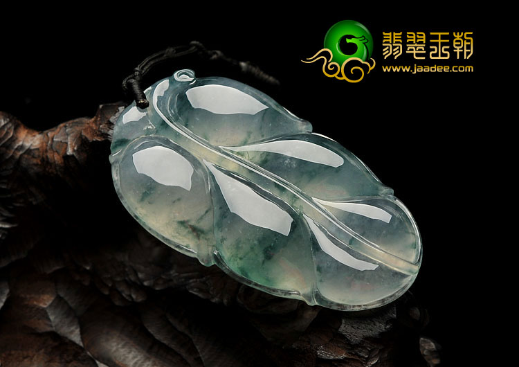 冰玻种飘花缅甸翡翠A货叶子挂件