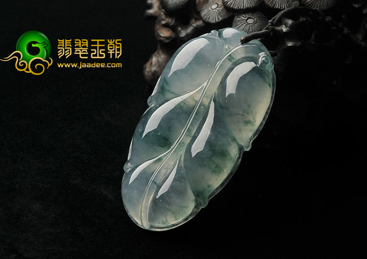 冰玻种飘花缅甸翡翠A货叶子挂件