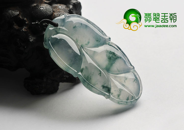 冰玻种飘花缅甸翡翠A货叶子挂件