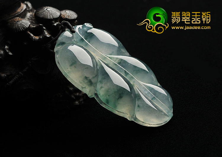 冰玻种飘花缅甸翡翠A货叶子挂件