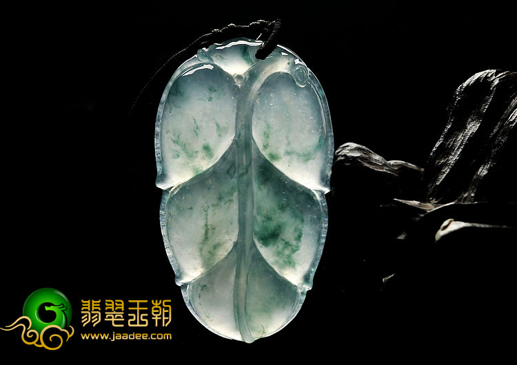 冰玻种飘花缅甸翡翠A货叶子挂件