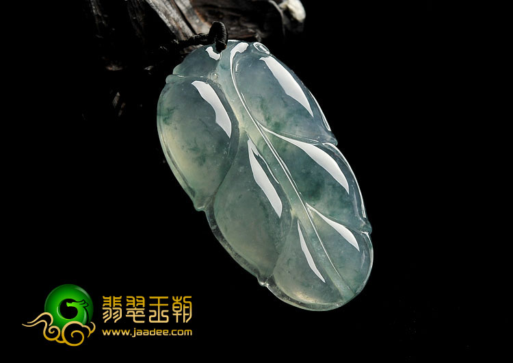 冰玻种飘花缅甸翡翠A货叶子挂件