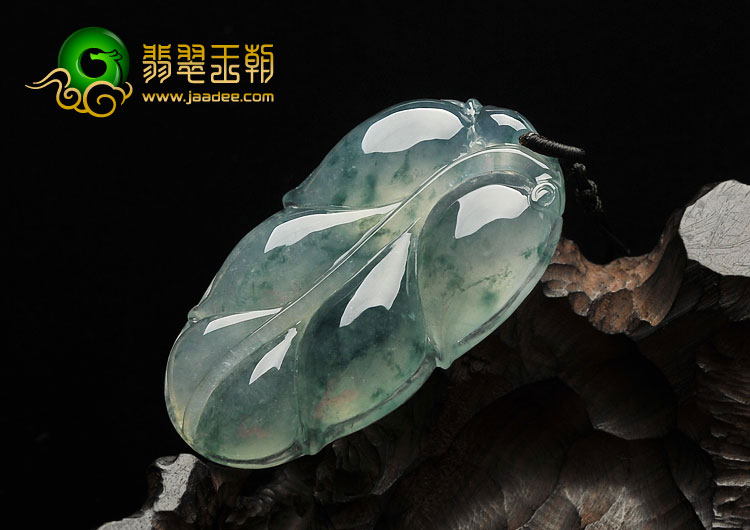 冰玻种飘花缅甸翡翠A货叶子挂件