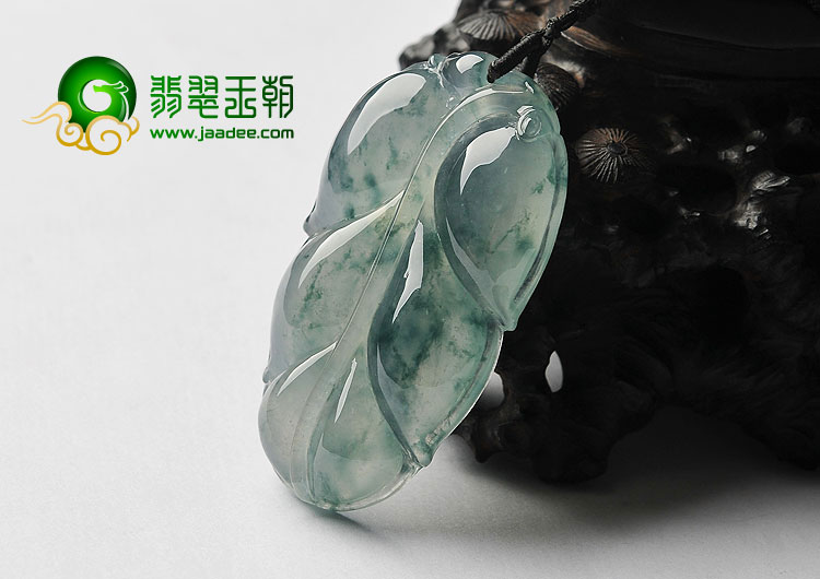 冰玻种飘花缅甸翡翠A货叶子挂件