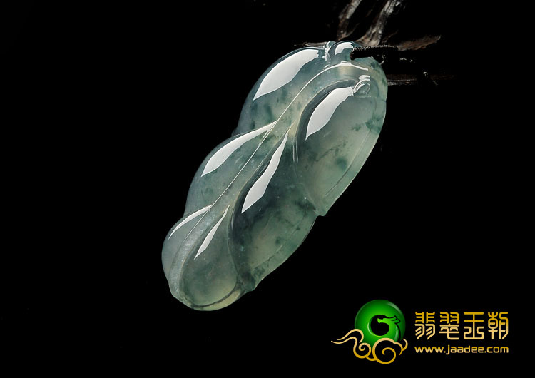 冰玻种飘花缅甸翡翠A货叶子挂件
