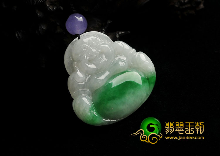 糯冰种翠色缅甸翡翠A货玉佛挂件