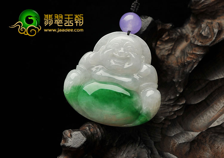 糯冰种翠色缅甸翡翠A货玉佛挂件