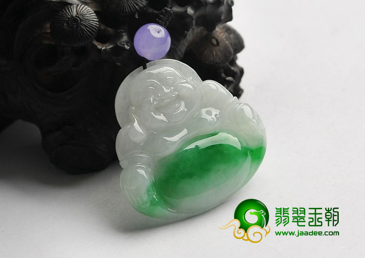 糯冰种翠色缅甸翡翠A货玉佛挂件