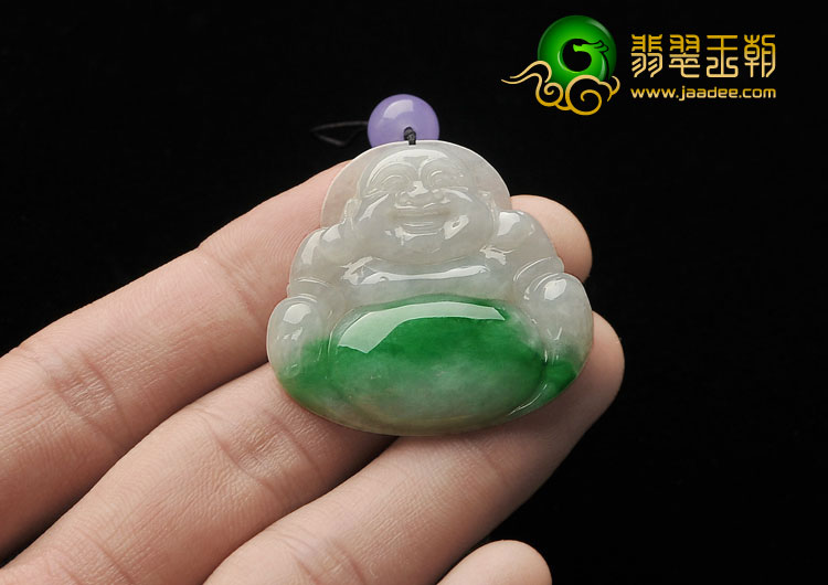 糯冰种翠色缅甸翡翠A货玉佛挂件