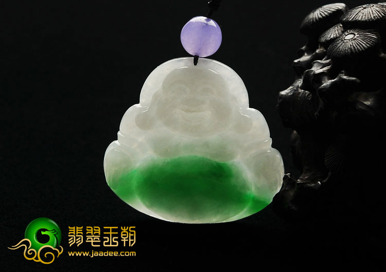 糯冰种翠色缅甸翡翠A货玉佛挂件
