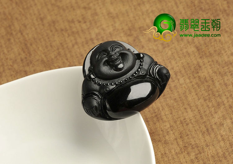 细糯种墨翠缅甸翡翠A货玉佛挂件