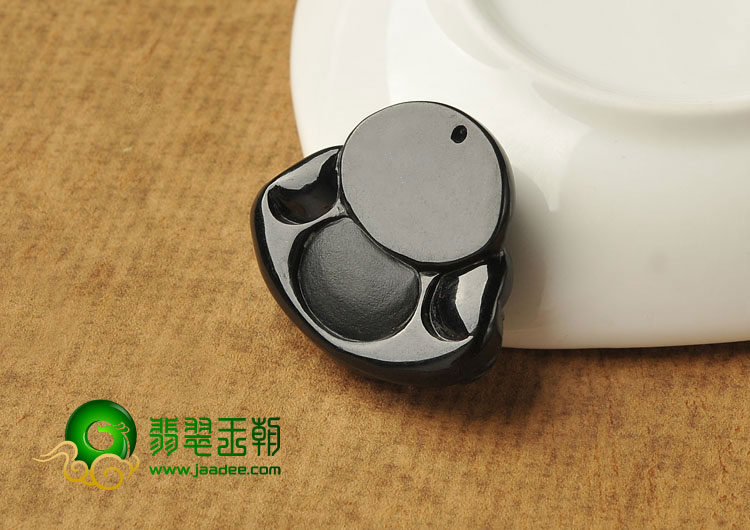 细糯种墨翠缅甸翡翠A货玉佛挂件